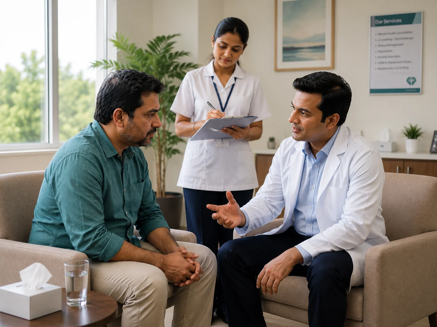 Group therapy session for addiction recovery at Athma Rehabilitation Centre
