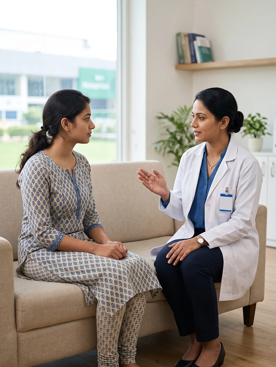 Psychiatrist consulting with a patient at Athma Rehabilitation Centre