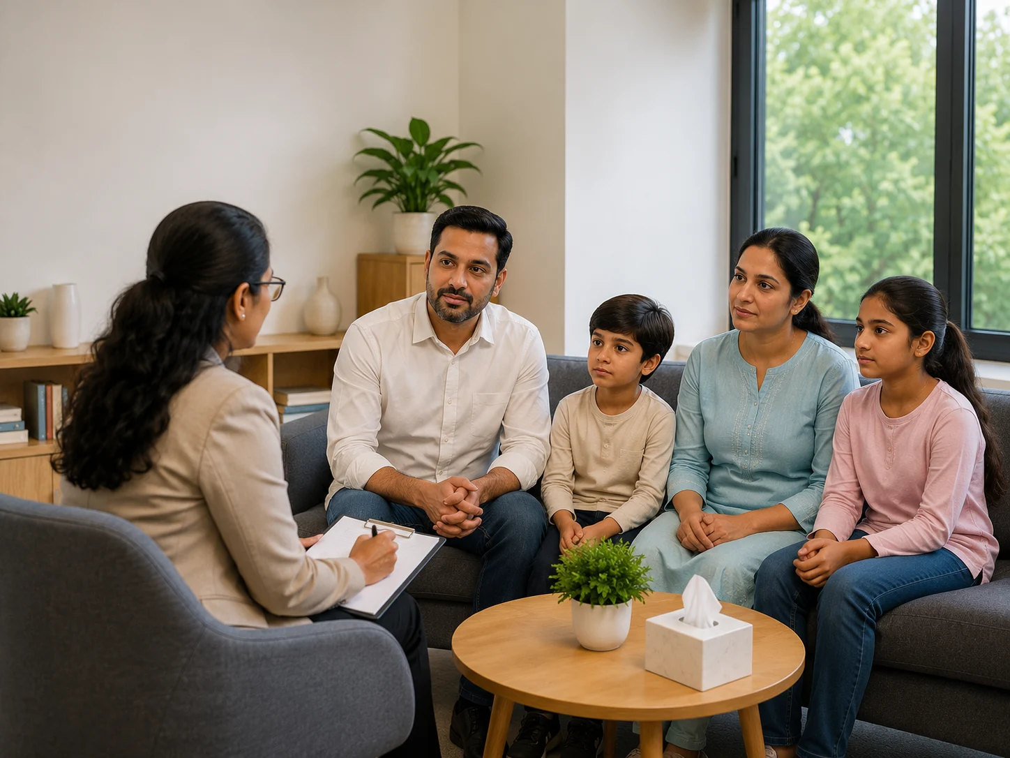 Family members in a supportive therapy session together