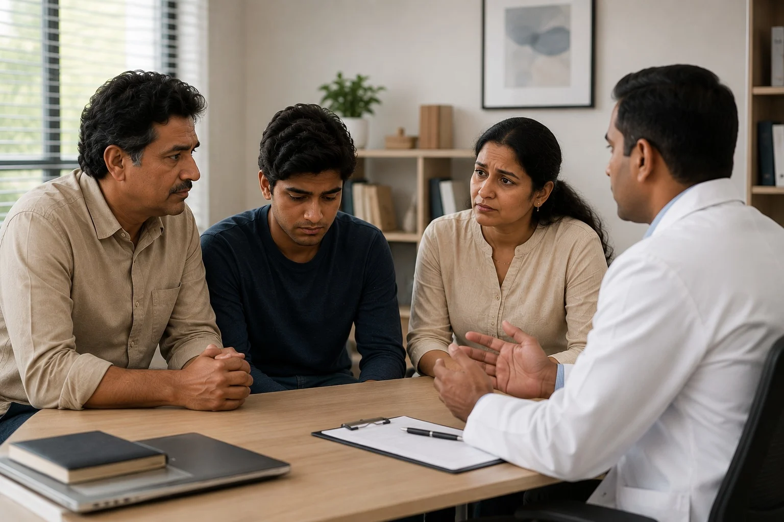 Family therapy session with a therapist at Athma Rehabilitation Centre