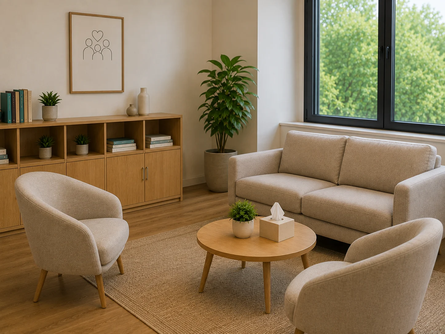 Family therapy session with a therapist at Athma Rehabilitation Centre
