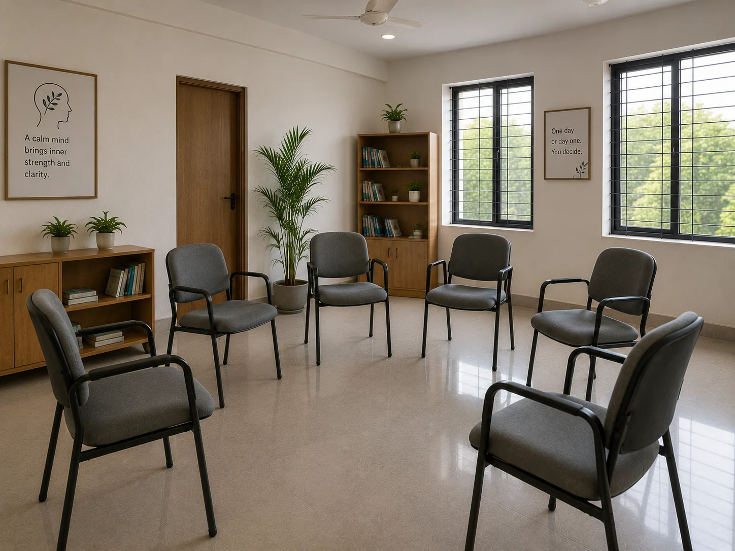 Facilitated group therapy session at Athma Rehabilitation Centre